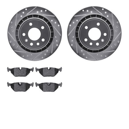 DYNAMIC FRICTION CO 7502-65015, Rotors-Drilled and Slotted-Silver with 5000 Advanced Brake Pads, Zinc Coated 7502-65015